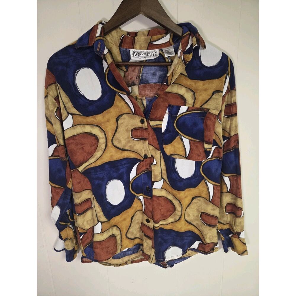 Vintage Button Down Top Electic Workwear Clothing Co Womens Size Small